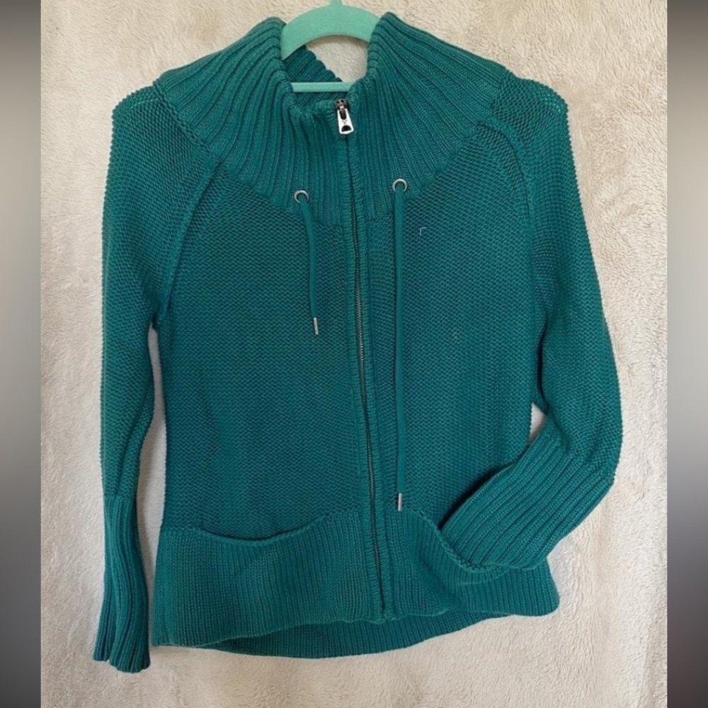 American eagle green zip sweater casual y2k classic knit fall